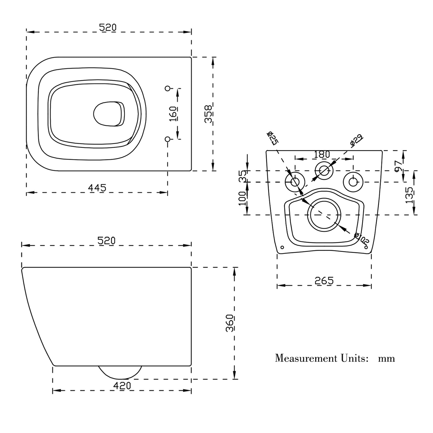 WC Hänge WC mit Soft Close Toilette Sitz Wand Wc Spülrandlos WC-Becken
