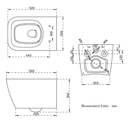 WC Hänge WC mit Soft Close Toilette Sitz Wand Wc Spülrandlos WC-Becken