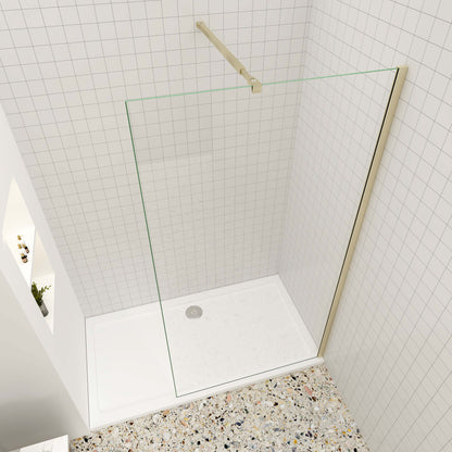 Walk in Duschwand 10mm ESG NANO Glas 110 cm goldfarben