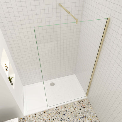 Walk in Duschwand 10mm ESG NANO Glas 120 cm Duschtrennwand goldfarben