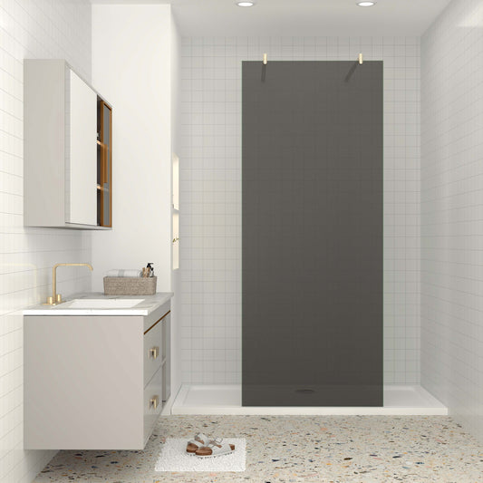 Walk in Duschwand 10mm ESG NANO Glas 137.7 cm Duschtrennwand goldfarben
