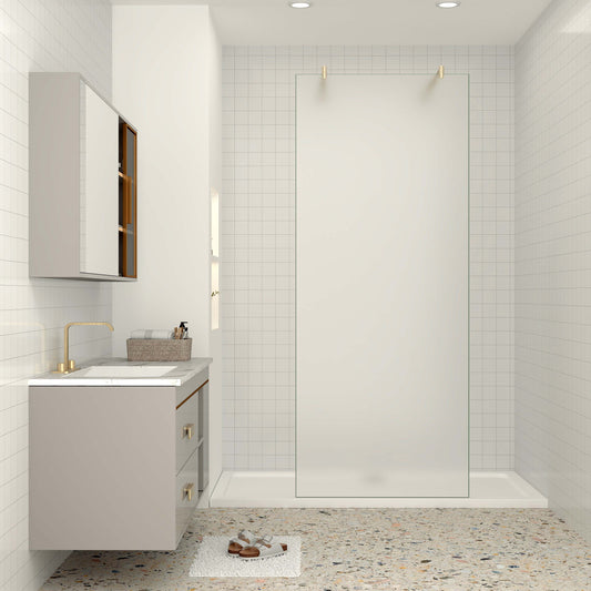 Walk in Duschwand 10mm ESG NANO Glas 137.7 cm goldfarben