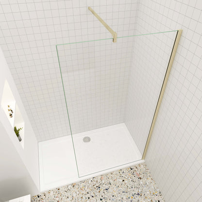 Walk in Duschwand 10mm ESG NANO Glas 150 cm Duschabtrennung Duschkabine goldfarben