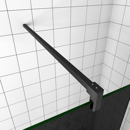 Walk in Duschwand 117.7 Schwarz Schutzfolie mit 2xStabilisationsstange 140 cm