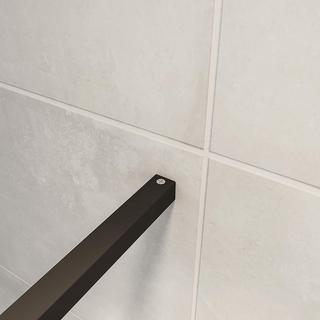 Duschwand TRIM 140 X 200 Cm – 8 Mm ESG Sicherheitsglas, Easy-Clean, Matt-schwarzes Alu-Profil