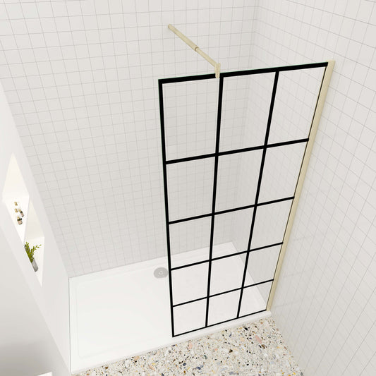 Walk in Duschwand 140x200 cm 8mm NANO Glas goldfarben