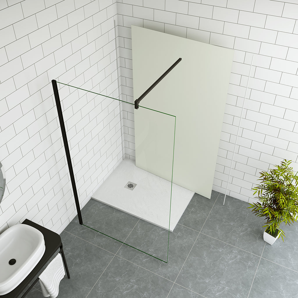 Walk in Duschwand 30 cm mit Stabilisationsstange 140cm Aluverbundplatte badezimmer ideen