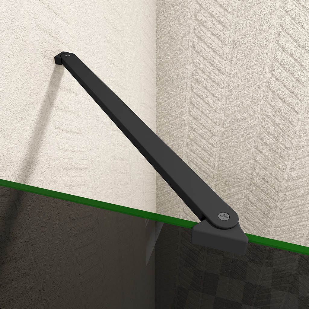 Walk in Duschwand 80 Schwarz Schutzfolie mit Stabilisationsstange 50 cm für badezimmer
