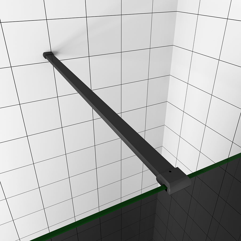 Walk in Duschwand 80 Schwarz Schutzfolie mit Stabilisationsstange 90 cm für badezimmer