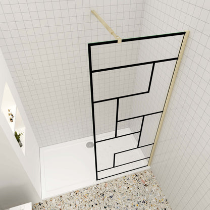 Walk in Duschwand 8mm Glas 140 cm goldfarben