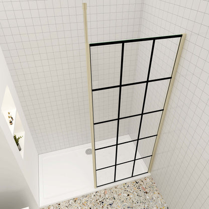 Walk in Duschwand 8mm NANO Glas 100 cm Glaswand mit Deckenstütze goldfarben