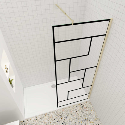 Walk in Duschwand 8mm NANO Glas 140 cm Nano Duschtrennwand goldfarben