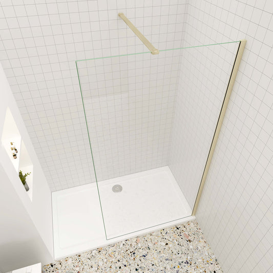 Walk in Duschwand 8mm NANO Glas 160 cm Walk in Duschabtrennung Duschkabine goldfarben