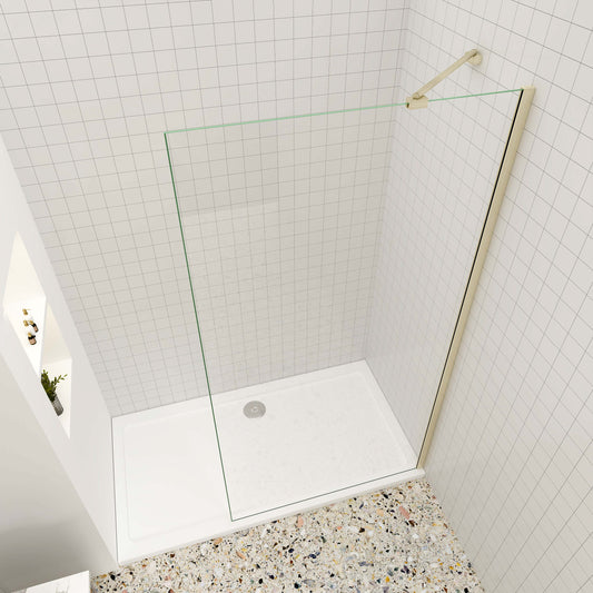 Walk in Duschwand 8mm NANO Glas 30 cm goldfarben