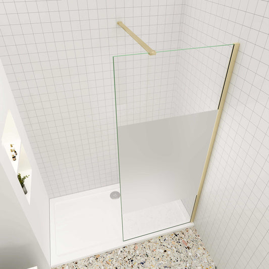 Walk in Duschwand 8mm NANO Glas 90 cm Dusche Duschabtrennung goldfarben