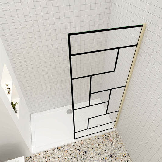 Walk in Duschwand 8mm NANO Glas Duschglaswand 120 cm goldfarben
