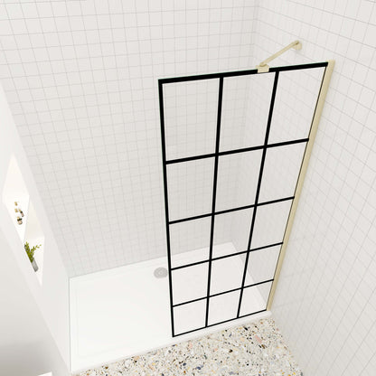 Walk in Duschwand 8mm NANO Glas Walk-in Dusche Glastrennwand 120 cm goldfarben