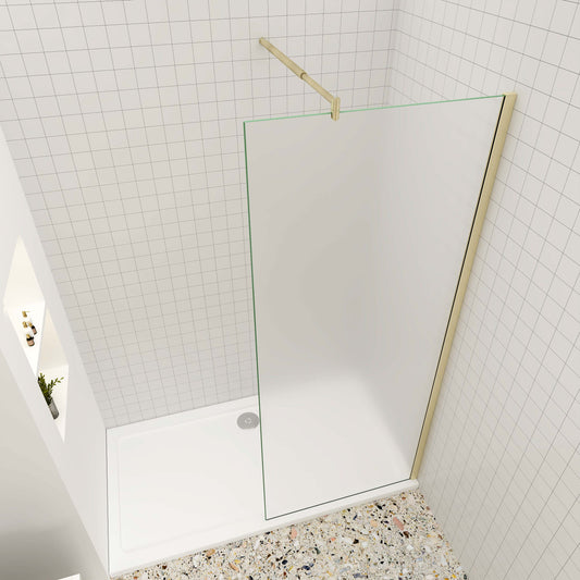 Walk in Duschwand begehbare Dusche aus 10 mm Sicherheitsglas 120 cm goldfarben