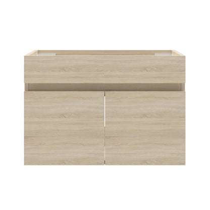 Badezimmer Badmöbel 60cm Schwarz Mineralguss Waschtisch mit Unterschrank Hängeschrank Eiche Matt Badezimmerschränke Badschrank mit 2 Soft-Close Türen