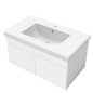Badezimmer Badmöbel 80cm Mineralguss Waschtisch mit Unterschrank Hängeschrank Weiß Matt Badezimmerschränke Badschrank mit 2 Soft-Close Türen