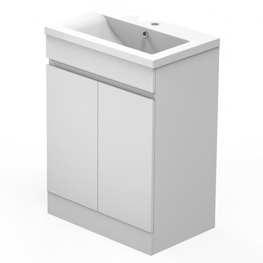 Badmöbel Set ADELA 50 cm Standschrank Weiss Waschbecken mit Unterschrank mit Soft-Close Funktion
