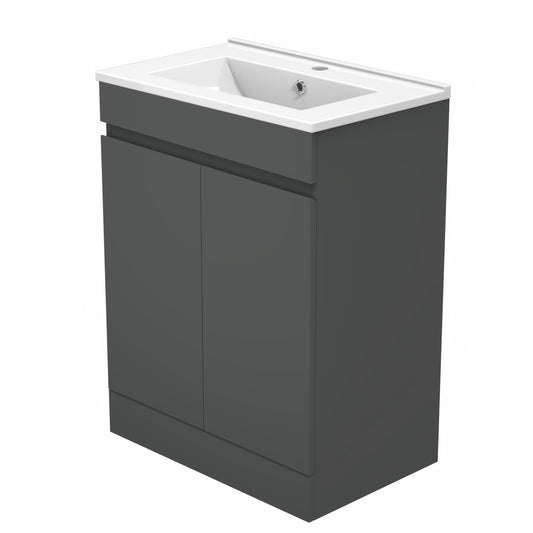 Badmöbel Set ADELA 50 cm Standschrank Anthrazit Waschbecken mit Unterschrank mit Soft-Close Funktion