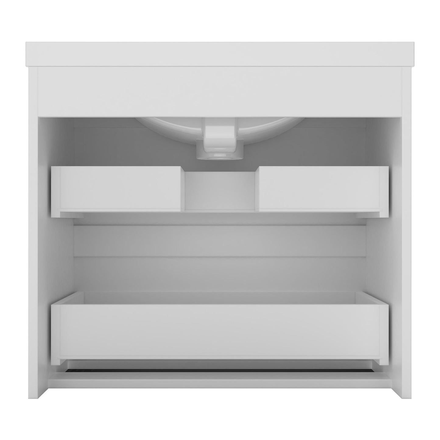 Badezimmermöbel 60cm Dickes Keramik Waschtisch mit Unterschrank Badmöbel set Badezimmerschränke mit 2 Soft-Close Schubladen Weiß Matt