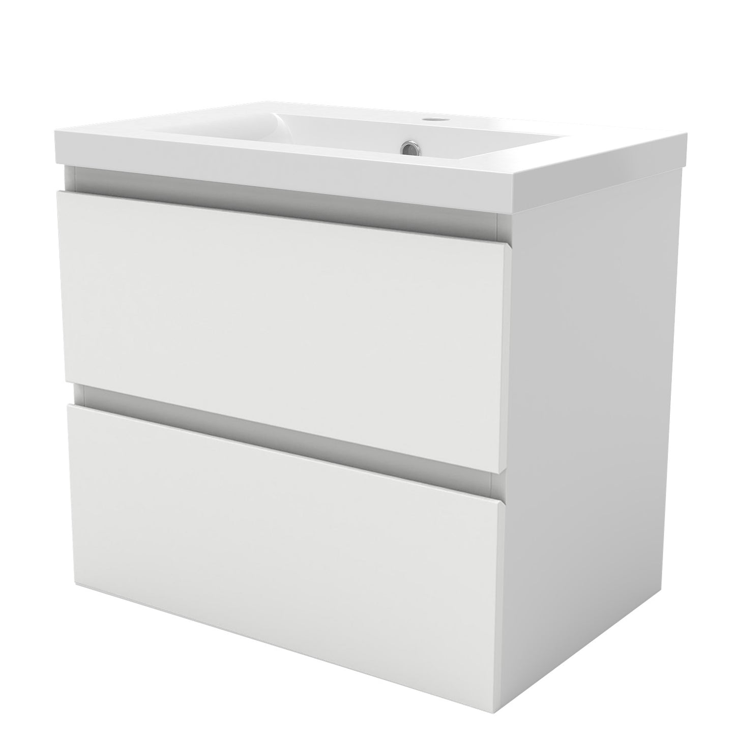 Badezimmermöbel 60cm Dickes Keramik Waschtisch mit Unterschrank Badmöbel set Badezimmerschränke mit 2 Soft-Close Schubladen Weiß Matt
