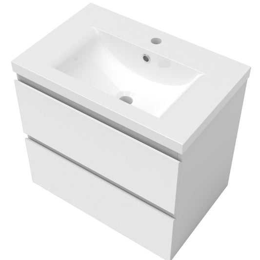Badezimmermöbel 60cm Dickes Keramik Waschtisch mit Unterschrank Badmöbel set Badezimmerschränke mit 2 Soft-Close Schubladen Weiß Matt