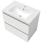 Badezimmermöbel 60cm Dickes Keramik Waschtisch mit Unterschrank Badmöbel set Badezimmerschränke mit 2 Soft-Close Schubladen Weiß Matt