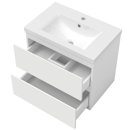 Badezimmermöbel 60cm Dickes Keramik Waschtisch mit Unterschrank Badmöbel set Badezimmerschränke mit 2 Soft-Close Schubladen Weiß Matt