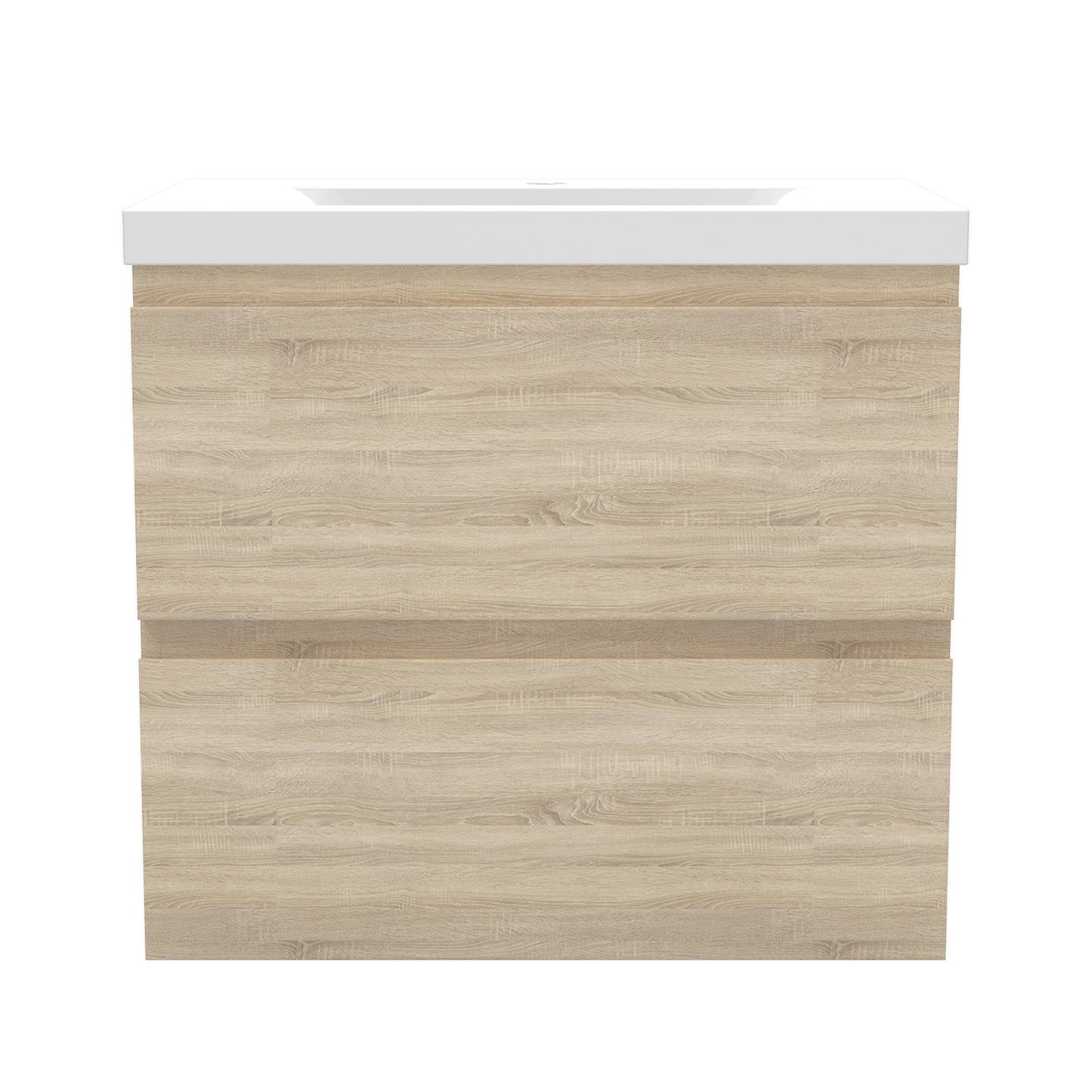 Badezimmermöbel 60cm Dickes Keramik Waschtisch mit Unterschrank Badmöbel set Badezimmerschränke mit 2 Soft-Close Schubladen Eiche Matt