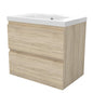 Badezimmermöbel 60cm Dickes Keramik Waschtisch mit Unterschrank Badmöbel set Badezimmerschränke mit 2 Soft-Close Schubladen Eiche Matt