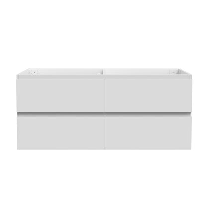 Badezimmermöbel 120cm Mineralguss Waschtisch mit Unterschrank Badmöbel set Badezimmerschränke mit 4 Soft-Close Schubladen Weiß Matt