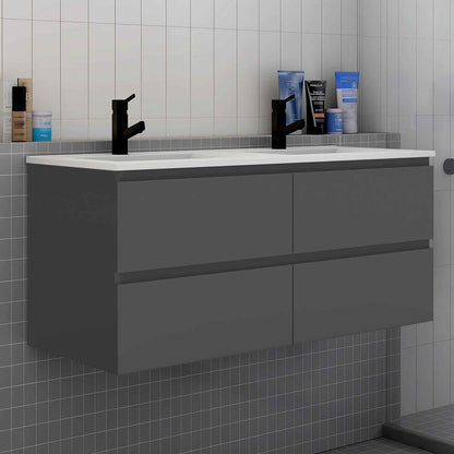 Badmöbel Set 120 cm Anthrazit Waschbecken mit Unterschrank Soft-Close
