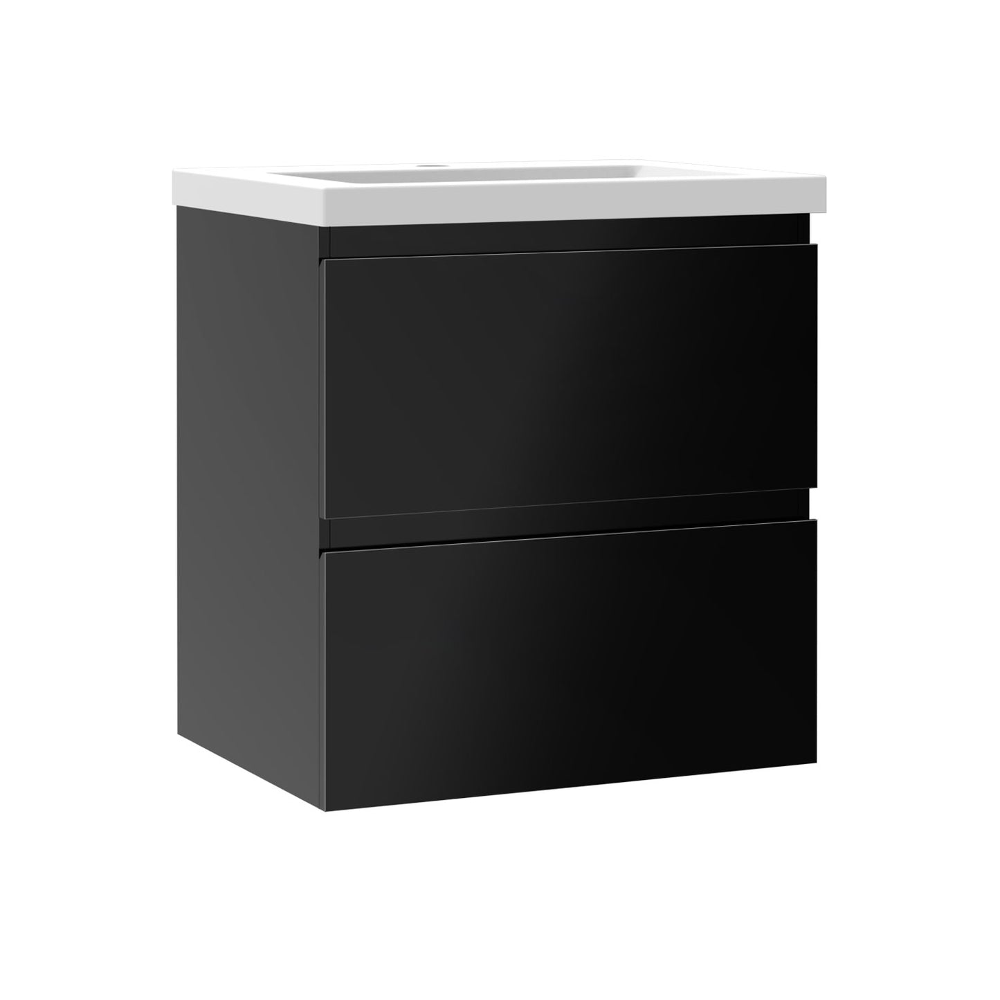 Waschtisch mit Unterschrank 50cm Alast Badmöbel Set Hochglanz Schwarz Waschbecken mit Unterschrank MDF Softclose