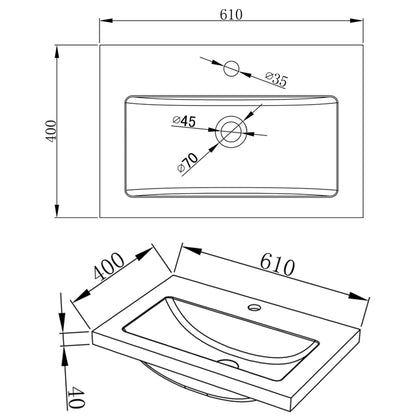 Badezimmer Badmöbel 60cm Mineralguss Waschtisch mit Unterschrank Hängeschrank Weiß Matt Badezimmerschränke Badschrank mit 2 Soft-Close Türen
