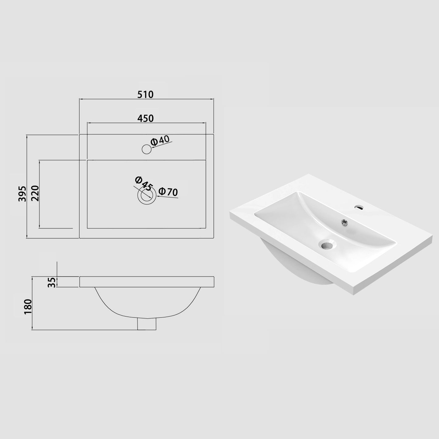 Waschtisch mit Unterschrank 50cm Alast Badmöbel Set Hochglanz Schwarz Waschbecken mit Unterschrank MDF Softclose