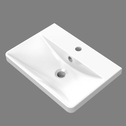 Waschtisch Waschbecken aus Kunststein Einbauwaschbecken 51x35x13.5cm Weiß