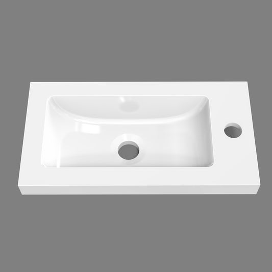 Waschtisch Waschbecken aus Kunststein Einbauwaschbecken Weiß 44.5x23.5x8cm