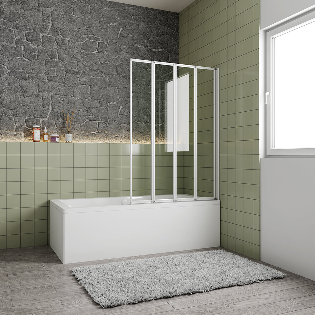 badewannenfaltwand 4 teilig 120 H140 cm für badezimmer