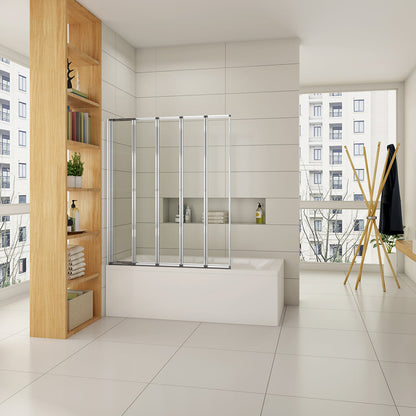 badewannenfaltwand 5 teilig 120 H140 cm für badezimmer