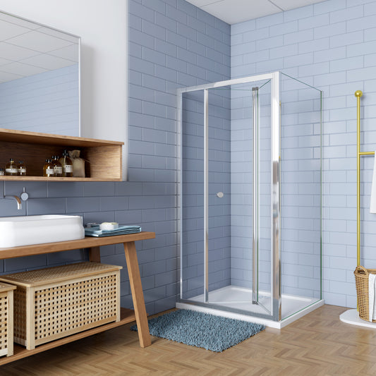 Duschkabine 185cm Falttür mit Seitenwand ESG 5mm Sicherheitsglas Duschabtrennung