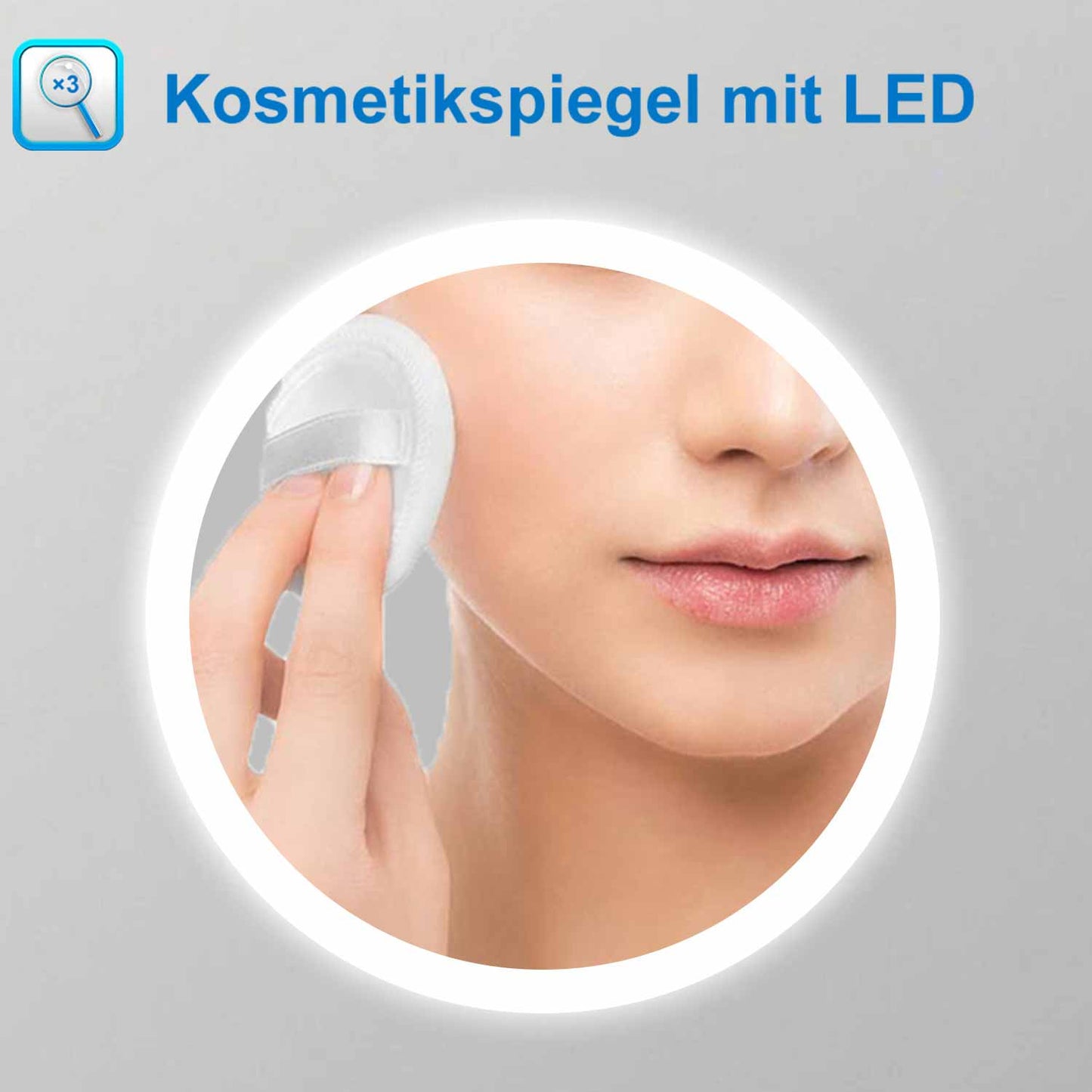 LED Badspiegel 100×60cm Uhr, Touch, Beschlagfrei, 3 Lichtfarbe 2700-6500K ,3x Lupe,Dimmbar,Wandspiegel