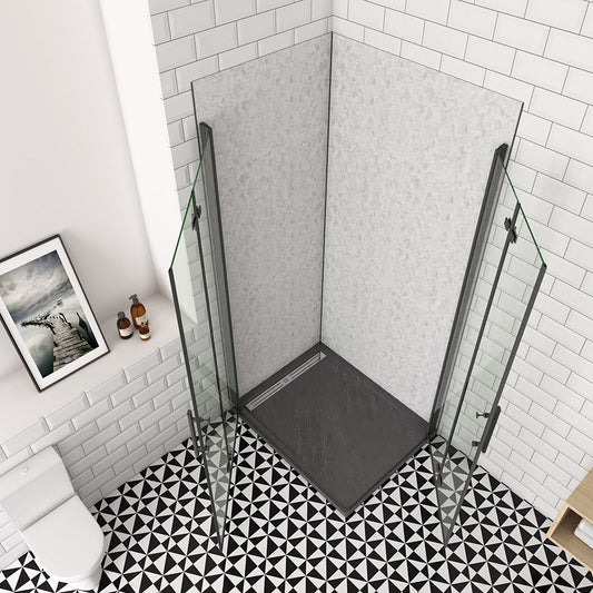 ozean 100x80 Falttür Eckeinstieg schwarz cm badezimmer ideen