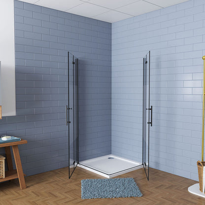 ozean 120x76 Falttür Eckeinstieg schwarz cm für badezimmer