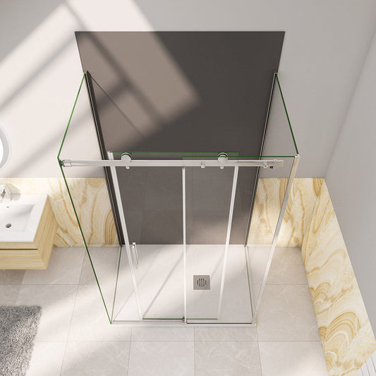 ozean 125x80 U Form Schiebetür Duschrückwänd cm für badezimmer