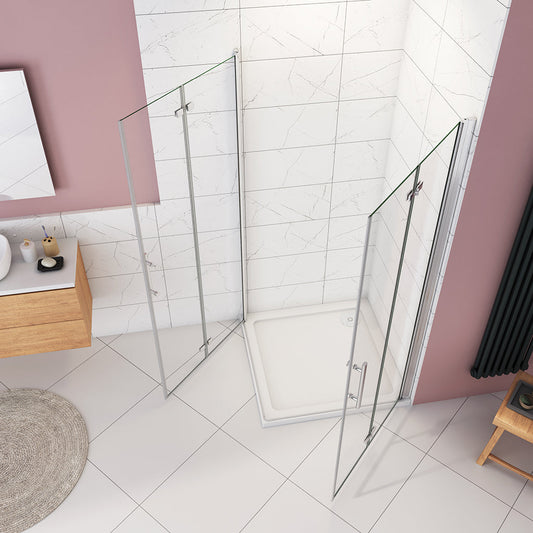 ozean Glasdusche 120x90 Falttür Eckeinstieg Duschtasse cm für badezimmer