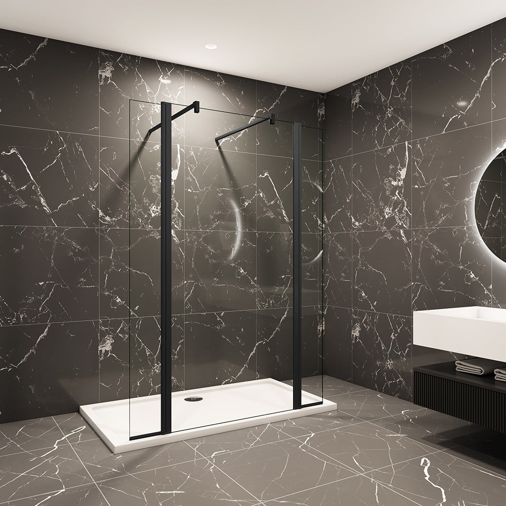 Walk In Dusche mit Drehbar Spritzschutz 160+30+30 x H.200 cm Duschkabine Glasduschwand 8mm Glas Duschwand