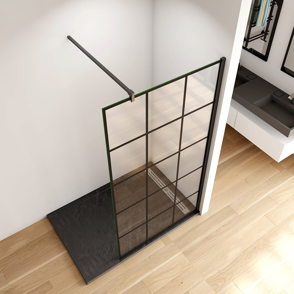 ozean Walk in Duschwänd Schwarz Dusche 100 W10BAG131B cm